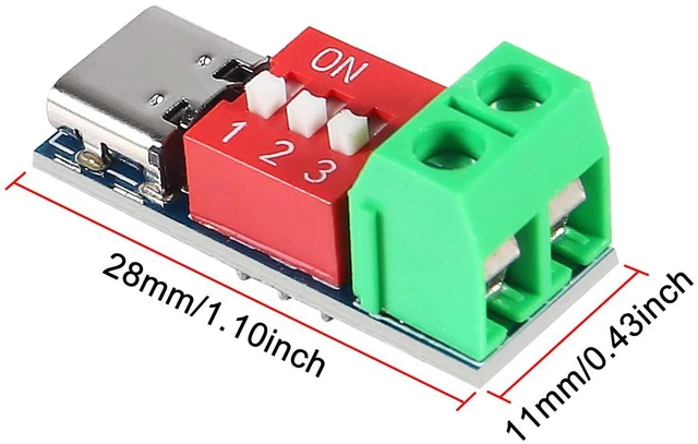 Alt view image 4 of 7 - KEHIPI 3PCS USB-C PD Trigger Board Module PD/QC Decoy Board Fast Charge USB Type-c to 5V9V12V20V High Speed Charger Power Delivery Boost Module