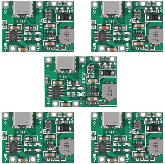 Main image of KEHIPI 5PCS Type-C USB 3.7V 4.2V 1A 5W Lithium Li-ion 18650 Battery Charger Board DC-DC Step Up Boost Module TP4056 DIY Kit Parts