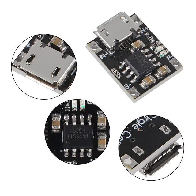 Alt view image 4 of 6 - KEHIPI 20PCS TP4057 1A Lithium Battery Charging Protection Board Module with Protection Micro USB Charging Boards 3.7V 4.2V TP4056 Upgraded