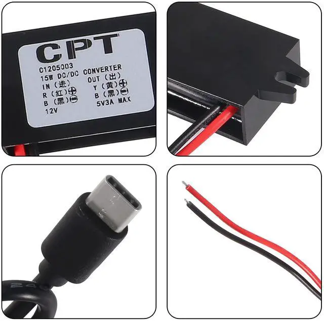 Alt view image 2 of 7 - KEHIPI 2pcs DC Converter 12V/24V to 5V 3A 15W DC Buck Converter ModuleType-C USB Power Adapter Compatible with Raspberry Pi 4, Cellphone, Car