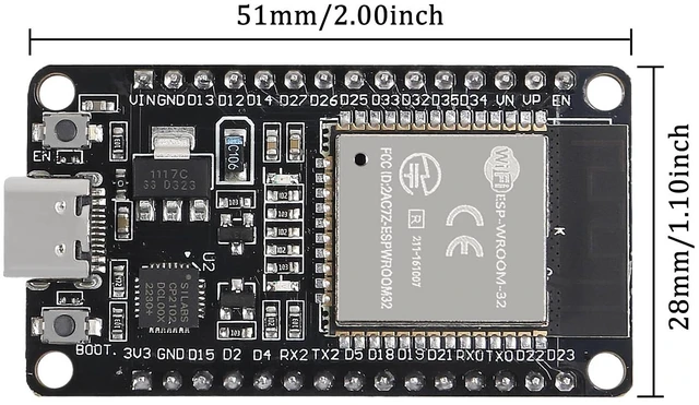 Alt view image 5 of 7 - 5PCS Type c 30pins ESP-WROOM-32 ESP32 ESP-32S CP2102 Development Board 2.4GHz Dual-Mode WiFi + Bluetooth Dual Cores Microcontroller Processor Integrated with Antenna RF AMP Filter AP STA
