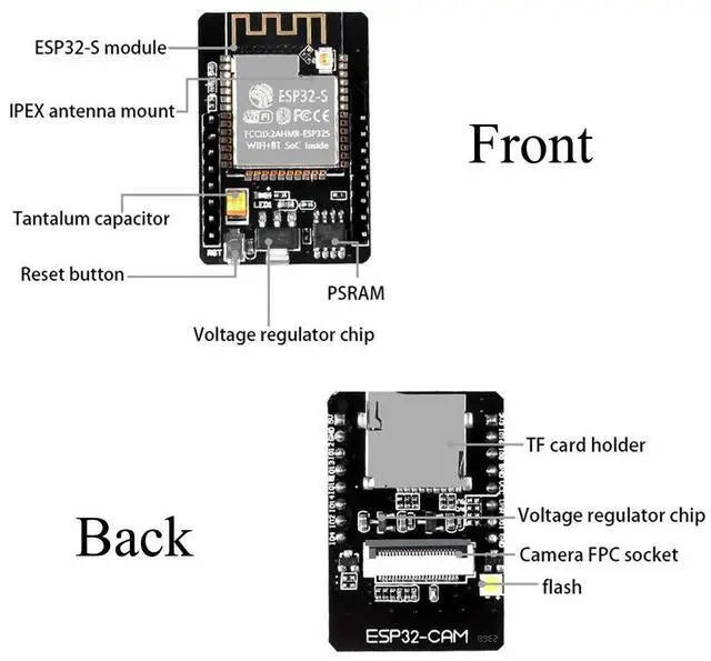 Alt view image 2 of 6 - KEHIPI 1PCS ESP32-CAM Camera WiFi + Bluetooth Module 4M PSRAM Dual-core 32-bit CPU Development Board with OV2640 2MP Camera Module Support Image WiFi Upload