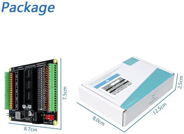 Alt view image 7 of 7 - KEHIPI Breakout Board for ESP32 / ESP32-S3 WROVER WROOM, Terminal Block Shield HAT with Pin Header, 5V 3.3V Power Outputs, GPIO Status LED
