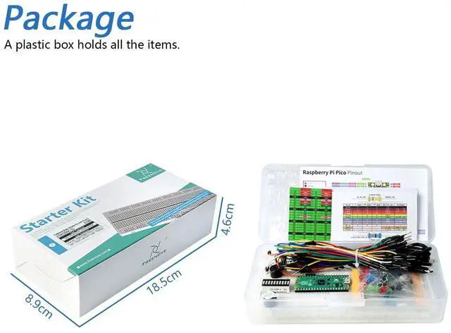 Alt view image 7 of 7 - KEHIPI Basic Starter Kit for Raspberry Pi Pico 2 (Included), Dual Arm Cortex-M33 and Dual Hazard3 RISC-V Microcontroller, 386-Page Detailed Tutorial, 142 Items, 55 Projects, Python C Code