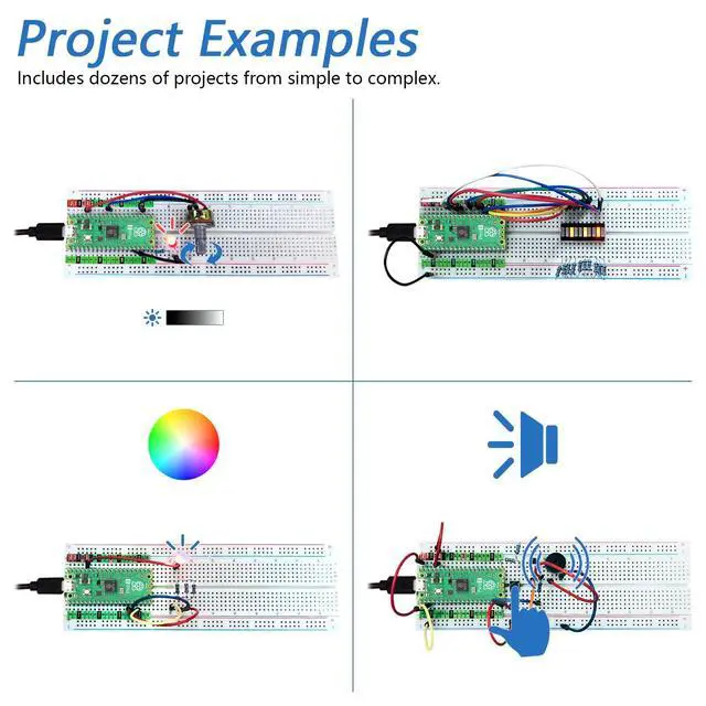 Alt view image 4 of 7 - KEHIPI Basic Starter Kit for Raspberry Pi Pico 2 (Included), Dual Arm Cortex-M33 and Dual Hazard3 RISC-V Microcontroller, 386-Page Detailed Tutorial, 142 Items, 55 Projects, Python C Code