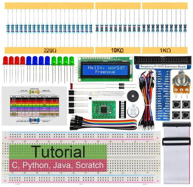 Main image of KEHIPI LCD 1602 Starter Kit for Raspberry Pi 5 4 B 3 B+ 400 Zero 2 W, 535-Page Detailed Tutorial, Python C Java Scratch Processing Code, 151 Items, 69 Projects (Raspberry Pi NOT Included)