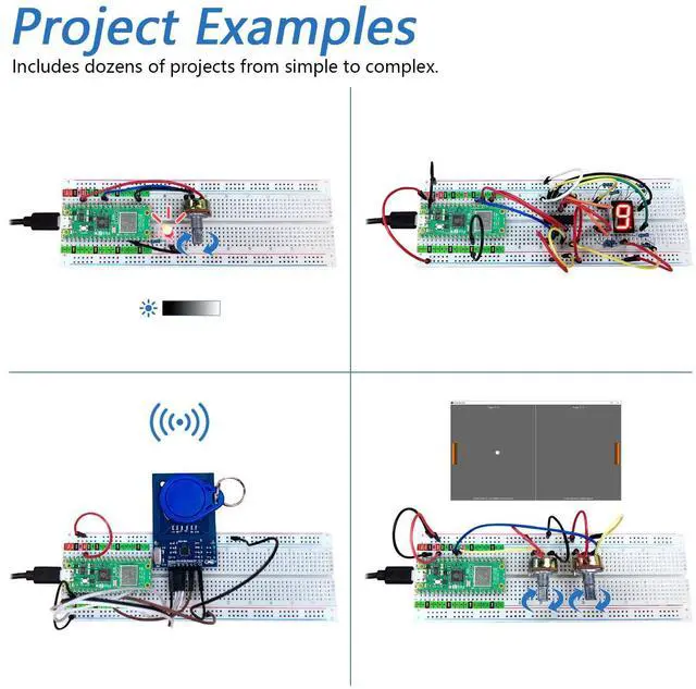 Alt view image 4 of 7 - KEHIPI Ultimate Starter Kit for Raspberry Pi Pico 2 W (Included), Dual Arm Cortex-M33 and Dual Hazard3 RISC-V Microcontroller, 767-Page Detailed Tutorial, 224 Items, 119 Projects, Python C Java Code