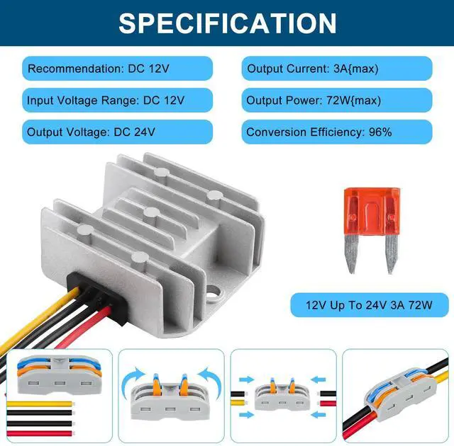 Alt view image 3 of 7 - KEHIPI DC 12V Step Up to 24V 3A Boost Converter 72W DC Voltage Regulator Power Converter Waterproof Module Transformer for Golf Cart Club Car Recreational Vehicle