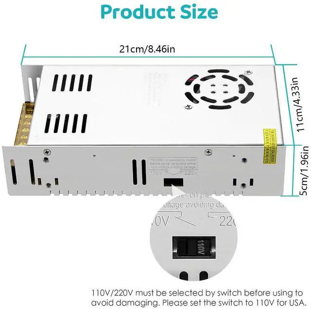 Alt view image 2 of 7 - KEHIPI 12V 30A 360W Universal Regulated Switching Convert Power Supply AC Adapter for LED Strip Pixel Lights CCTV Camera Security System Radio Computer Project