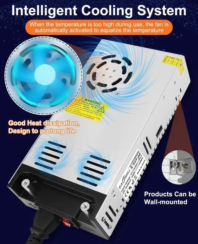 Alt view image 5 of 7 - KEHIPI New Version 110V AC to 12V DC Converter 600W 50A Power Supply, Universal SMPS Transformer for RV, Pump, LED Strip, CCTV, Car Stereo