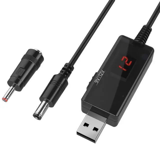 Main image of KEHIPI USB to 9v, 5v to 12v Step Up, USB Cable DC 5V Boost to 9V 12V Voltage Converter 1A Step-up Volt Transformer Power Regulator Line with LED Display