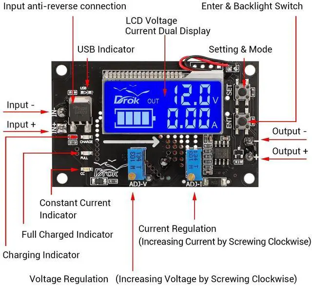 Alt view image 2 of 7 - KEHIPI Voltage Boost Converter, DC 6-30V 5V Step Up to DC 7-32V 12V 24V 5A Adjustable Volt Regulator, LCD Power Supply Module Voltage Current Amp Display Transformer Circuit Board with Case