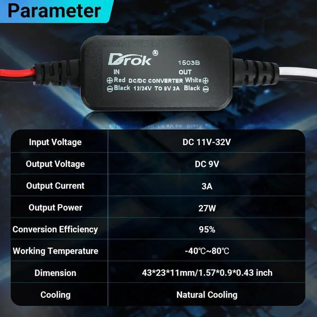 Alt view image 5 of 7 - KEHIPI 12V to 9V DC Converter, 11-32V to 9V 3A DC Buck Converter, Voltage Regulator, Power Supply for RV Vehicle Car Truck Solar Panels