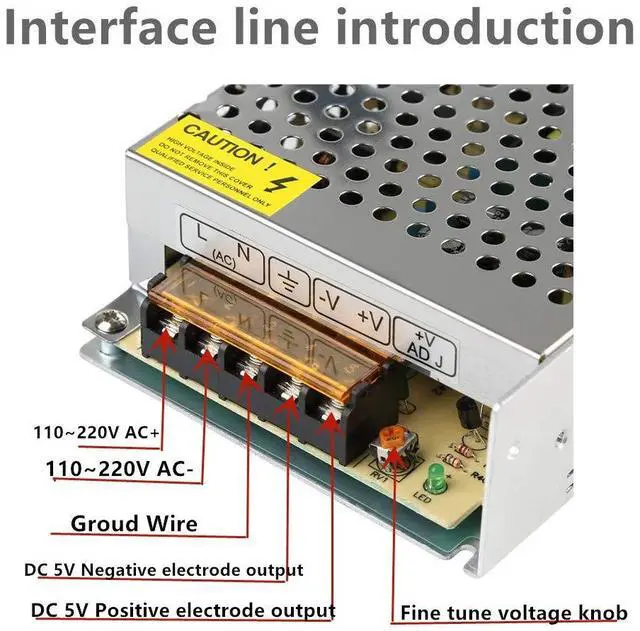 Alt view image 2 of 7 - KEHIPI 5V Power Supply,PHEVOS AC110V to DC 5v 8A Universal Switching Power Supply for Raspberry PI Models,CCTV, Radio, Computer Project,WS2812B WS2811 WS2801 APA102 LED Strips Pixel Lights (5V8A)
