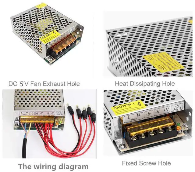 Alt view image 4 of 7 - KEHIPI 5V Power Supply,PHEVOS AC110V to DC 5v 8A Universal Switching Power Supply for Raspberry PI Models,CCTV, Radio, Computer Project,WS2812B WS2811 WS2801 APA102 LED Strips Pixel Lights (5V8A)