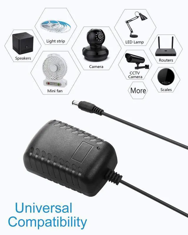 Alt view image 6 of 7 - KEHIPI 12V Power Supply 2A Universal AC Adapter, 100-240 50/60Hz to 12 Volt 2Amp Transformer DC 12V Power Adapter Cord 5.5 x 2.5mm/2.1mm Plug with Wiring Terminal(2-Pack)