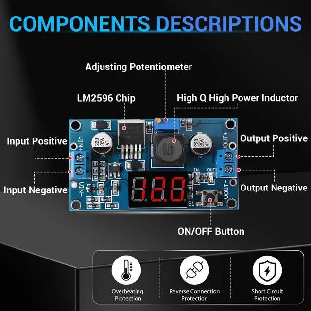 Alt view image 2 of 7 - KEHIPI LED Display LM2596 Buck Converter - Pack of 2 DC to DC Buck Converter Adjustable Voltage Regulator 4-40V to 1.25-37V