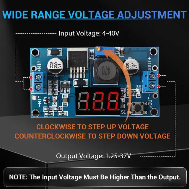 Alt view image 3 of 7 - KEHIPI LED Display LM2596 Buck Converter - Pack of 2 DC to DC Buck Converter Adjustable Voltage Regulator 4-40V to 1.25-37V