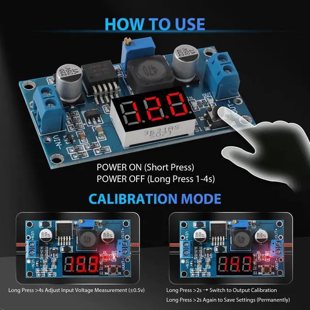 Alt view image 4 of 7 - KEHIPI LED Display LM2596 Buck Converter - Pack of 2 DC to DC Buck Converter Adjustable Voltage Regulator 4-40V to 1.25-37V
