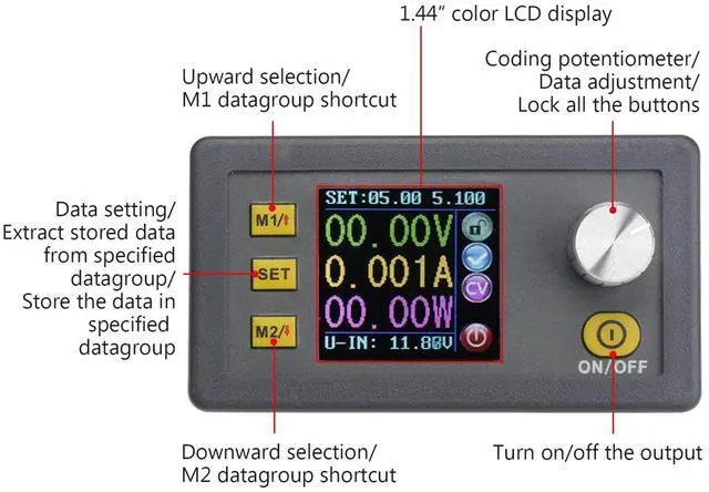 Alt view image 2 of 7 - KEHIPI DC Buck Converter Adjustable Color LCD Display, 6-55V to 0-50V 5A Step Down Converter Voltage Regulator Power Supply