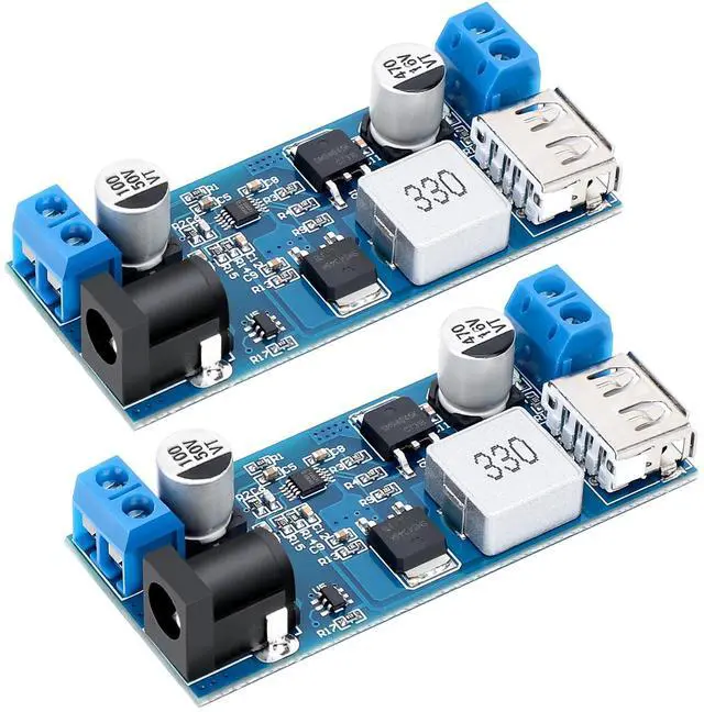 Main image of KEHIPI DC Buck Converter 12V to 5V Step Down Converter Voltage Regulator 9V-36V to 5V 3.5-6A, Pack of 2, Blue