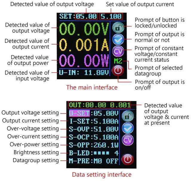 Alt view image 3 of 7 - KEHIPI DC Buck Converter Adjustable Color LCD Display, 6-55V to 0-50V 5A Step Down Converter Voltage Regulator Power Supply