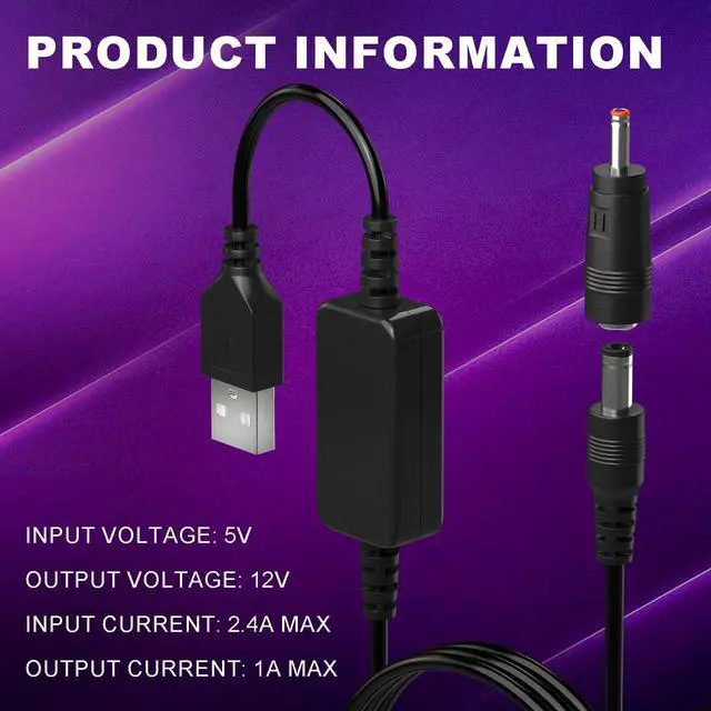 Alt view image 2 of 7 - KEHIPI USB to 12v Adapter - 5V to 12V Step Up Converter, Boost Converter Voltage Regulator with 5.5x2.5mm/3.5x1.35mm Ports and 1.2m Cable