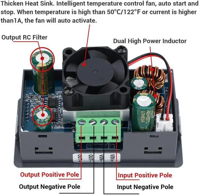 Alt view image 3 of 7 - KEHIPI Buck Boost Converter, DC 6-36V to 0.6-36V Adjustable Voltage Regulator 5A 80W Step Up Step Down Converter, LCD Display Power Supply for Solar Panel RV