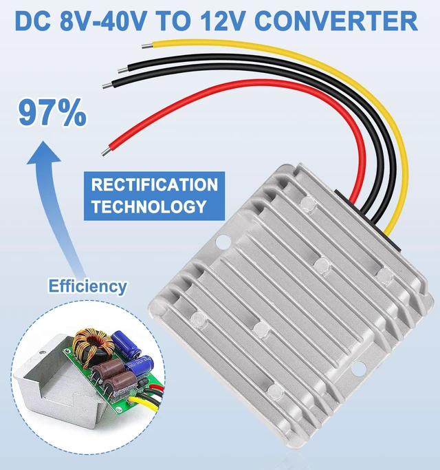 Alt view image 3 of 7 - DC 8-40V to 12V Converter 6A 72W Step Down Converter Voltage Reducer IP68 Waterproof Transformer for Golf Cart Truck Boat Vehicle