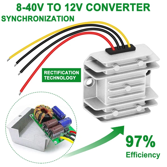 Alt view image 3 of 7 - DC 8-40V to 12V Converter 3A 36W Step Down Converter IP68 Waterproof Voltage Reducer Transformer for Golf Cart Truck Boat Vehicle