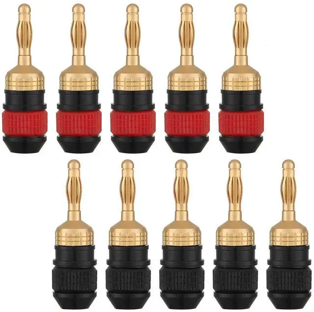 Main image of KEHIPI WG-008 24K Gold Safety Connector Banana Plugs (5 Pairs (10 plugs))