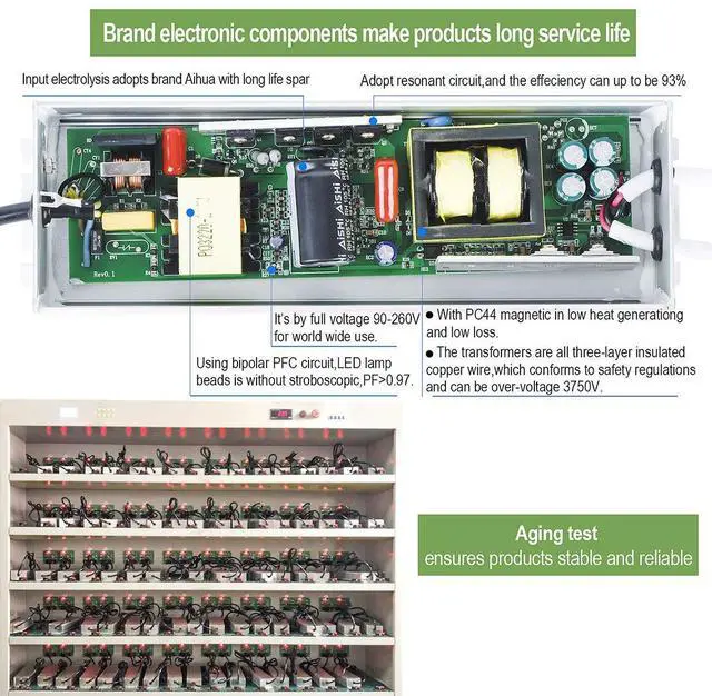 Alt view image 3 of 7 - KEHIPI LED Driver 300 Watts(150W X2) 24V DC Transformer Waterproof IP67 Power Supply, 24V DC Low Voltage Output Adapter with 3-Prong Plug 3.3 Feet Cable for LED Light, Computer Project, Outdoor Light
