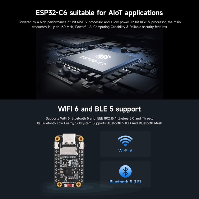 Alt view image 5 of 7 - ESP32-C6 1.47inch Display Dev Board, 172×320, 262K Color, 160MHz Running Frequency Single-core, Supports WiFi 6 & Bluetooth, with Colorful RGB LED, ESP32 with Display, with Pinheader
