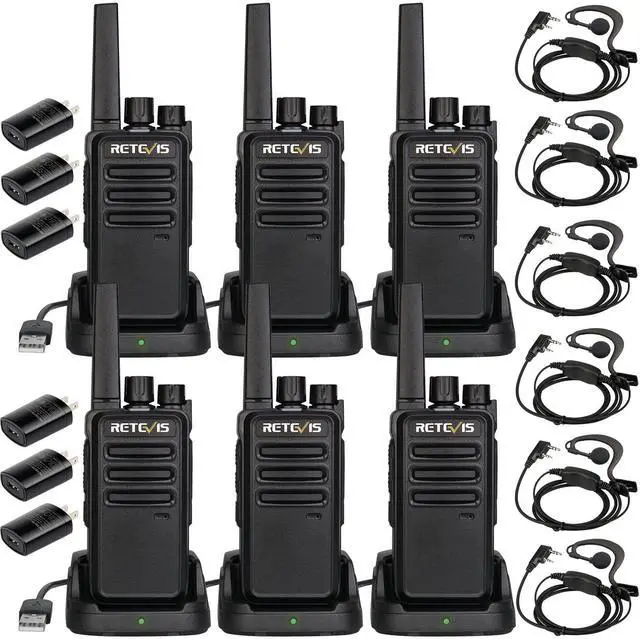 Main image of KEHIPI RT68 Two Way Radios with Earpiece, Heavy Duty Walkie Talkies for Adults, Compact 2 Way Radio Long Range Rechargeable with USB Charging Base, for Restaurant Church Security School (6 Pack)