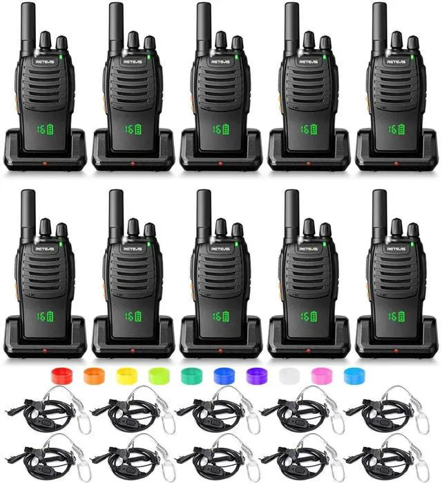 Main image of KEHIPI H-777H Walkie Talkies with Earpiece,2 Way Radio Long Range, Hidden Screen,USB-C Charging,Emergency Alarm,Portable FRS Two-way Radios with Base Station for Consumer Services Healthcare(10 Pack)