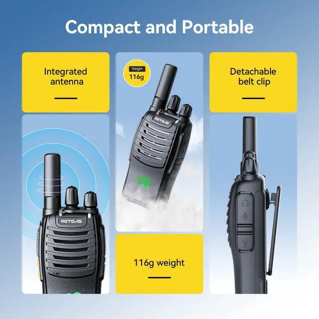 Alt view image 6 of 7 - KEHIPI H-777H Walkie Talkies with Earpiece,2 Way Radio Long Range, Hidden Screen,USB-C Charging,Emergency Alarm,Portable FRS Two-way Radios with Base Station for Consumer Services Healthcare(10 Pack)