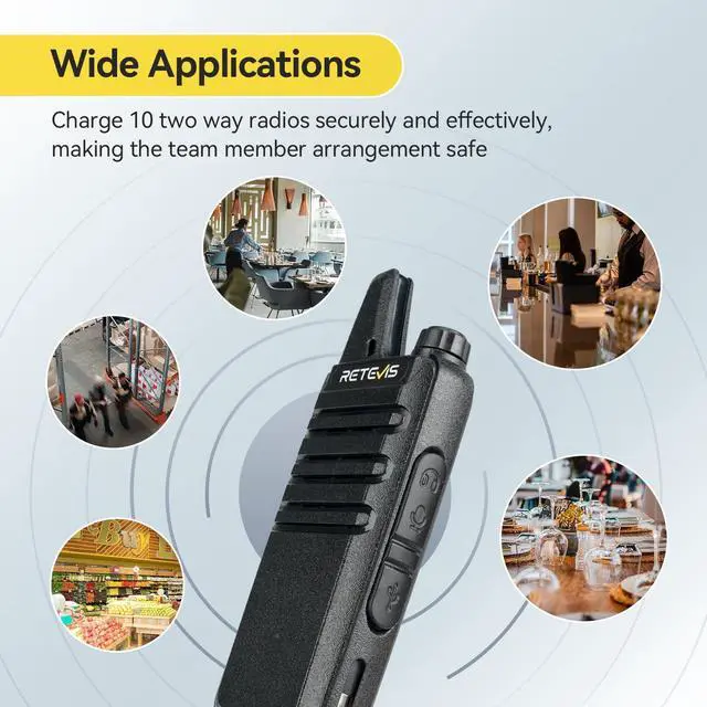 Alt view image 5 of 6 - KEHIPI RT22 Two Way Radio,Rechargeable Walkie Talkies Long Range(10 Pack) with 10 Way Gang Charger,Charging Progress Bar,Workplace Organization,Compact Walkie Talkie for Adults Office School Daycare