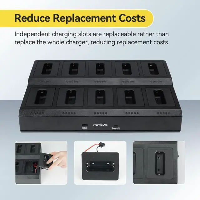 Alt view image 4 of 6 - KEHIPI RT22 Two Way Radio,Rechargeable Walkie Talkies Long Range(10 Pack) with 10 Way Gang Charger,Charging Progress Bar,Workplace Organization,Compact Walkie Talkie for Adults Office School Daycare