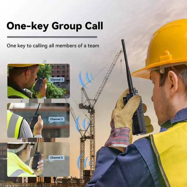 Alt view image 3 of 7 - KEHIPI RT86A Walkie Talkies Long Range, Heavy Duty Two Way Radio with Mic, GMRS 2 Way Radio, Group Call, Easy Pairing, for Construction Industry(4 Pack)