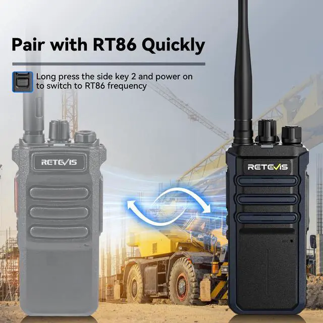 Alt view image 4 of 7 - KEHIPI RT86A Walkie Talkies Long Range, Heavy Duty Two Way Radio with Mic, GMRS 2 Way Radio, Group Call, Easy Pairing, for Construction Industry(4 Pack)
