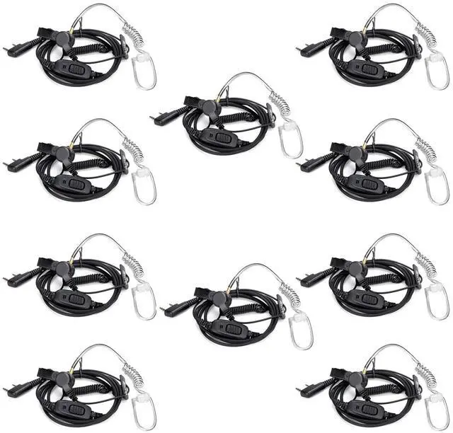 Main image of KEHIPI Surveillance Earpiece, Coiled Cord, for H-777 H-777H RT68H RT22 RT68 RT21 RT86A, Compatible with Pxton Baofeng BF-888S BF-T26 Kenwood Walkie Talkies, Walkie Talkie Earpiece with Mic(10 Pack)