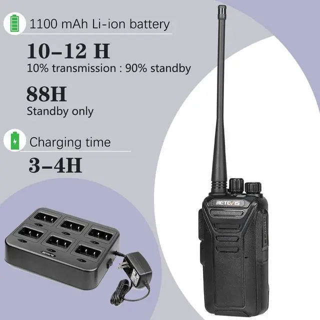 Alt view image 6 of 7 - KEHIPI RT27V MURS 2 Way Radio, Walkie Talkies Rechargeable, Long Range, Multi-Unit Charger, License Free, Rugged, Two Way Business Radios for Emergency Rescue Farm Church(6 Pack)