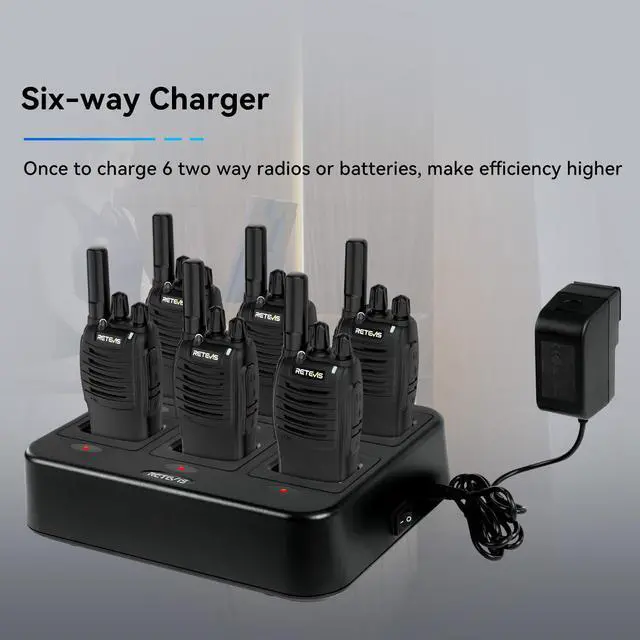 Alt view image 6 of 7 - KEHIPI Case of 6,H-777 Walkie Talkies for Adults Long Range, Rechargeable Two-Way Radios,with 6-Way Multi Unit Charger,Flashlight Handheld Business 2 Way Radios