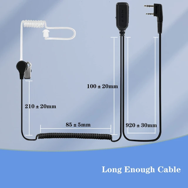 Alt view image 6 of 7 - Retevis Walkie Talkie Earpiece with Mic, for RT22/RT21/RT68/H777/RT68H | VOX, Coil Tube, Compatible with Pxton, Baofeng BF-888S, Kenwood walkie talkies, Acoustic Tube Radio Earpiece(10 Pack)