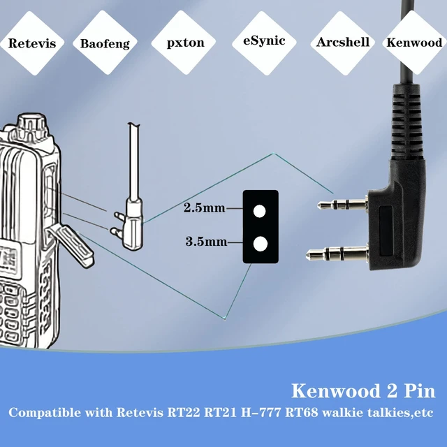 Alt view image 7 of 7 - Retevis Walkie Talkie Earpiece with Mic, for RT22/RT21/RT68/H777/RT68H | VOX, Coil Tube, Compatible with Pxton, Baofeng BF-888S, Kenwood walkie talkies, Acoustic Tube Radio Earpiece(10 Pack)