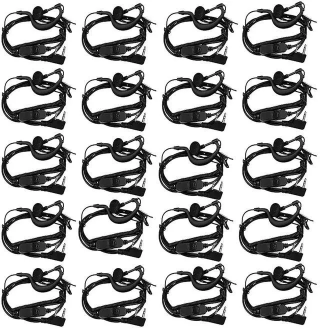 Main image of KEHIPI Volume Adjustable Walkie Talkie Earpiece with Mic, Coil Tube, for RT22 RT68 RT21 H-777 H-777H RT86S, Compatible with Pxton Baofeng BF-T26 Kenwood Two Way Radio, 2 Way Radio Earpiece(20 Pack)