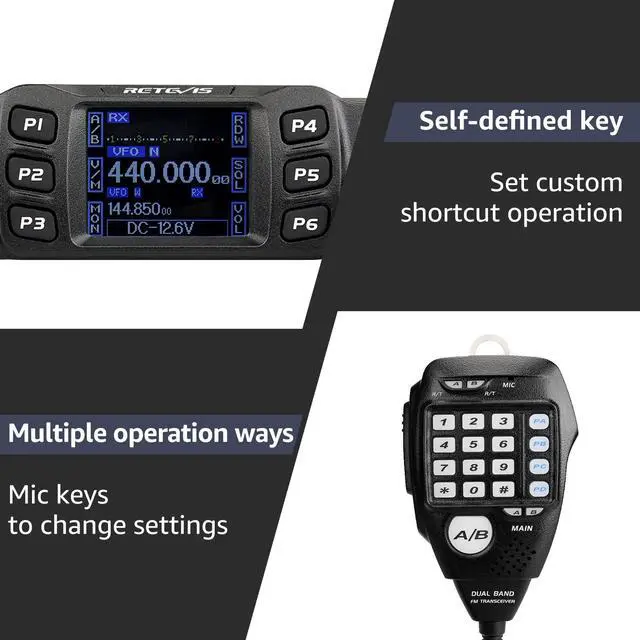 Alt view image 6 of 7 - KEHIPI RT95 Mobile Ham Radio, Dual Band Mobile Radio, Chirp, Dual Speaker, Rotatable LCD Display, 2m 70cm Ham Radio Base Station, Mobile Transceiver with Cable