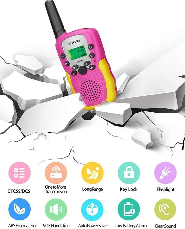 Alt view image 2 of 7 - KEHIPI RA18 Kids Walkie Talkies, Walkie Talkie Toys for 6-12 Year Old Girls Boys, 22 CH, Long Range, Built-in Flashlight, Girls Birthday Gifts,Outdoor Garden Camping Family Trip(Pink 2 Pack)