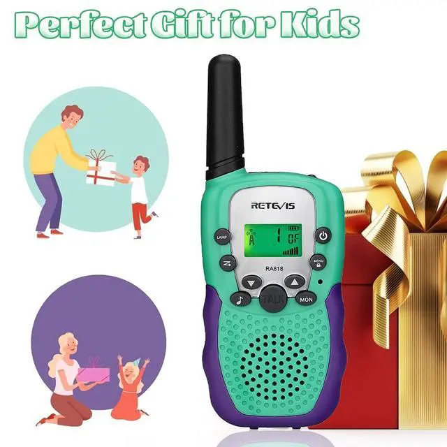 Alt view image 7 of 7 - KEHIPI RA18 Walkie Talkies for Kids, Toy Walkie Talkie with LCD 22 CH Flashlight Hands Free Holiday Toy for 6-12 Year Old Boys Girls, Christmas Birthday Gifts Skiing Camping(2 Pack, Green)