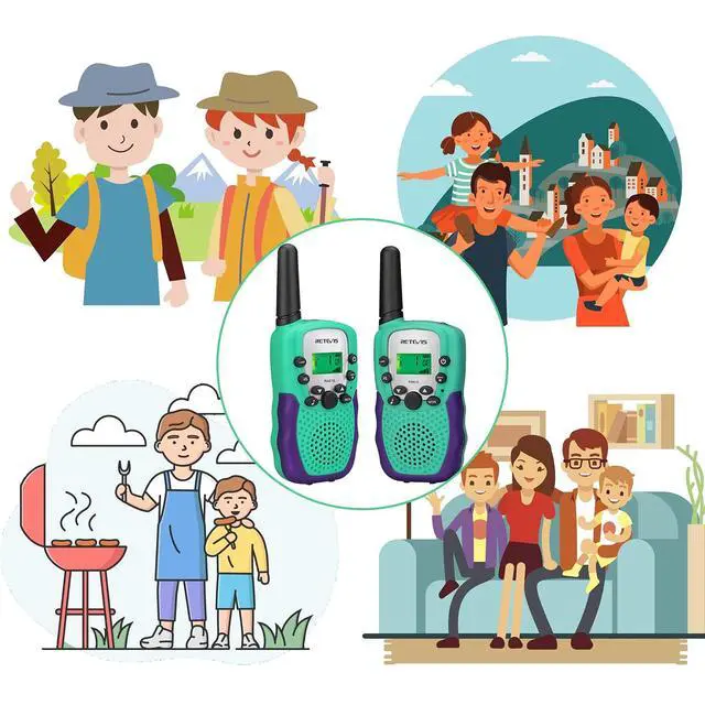 Alt view image 6 of 7 - KEHIPI RA18 Walkie Talkies for Kids, Toy Walkie Talkie with LCD 22 CH Flashlight Hands Free Holiday Toy for 6-12 Year Old Boys Girls, Christmas Birthday Gifts Skiing Camping(2 Pack, Green)